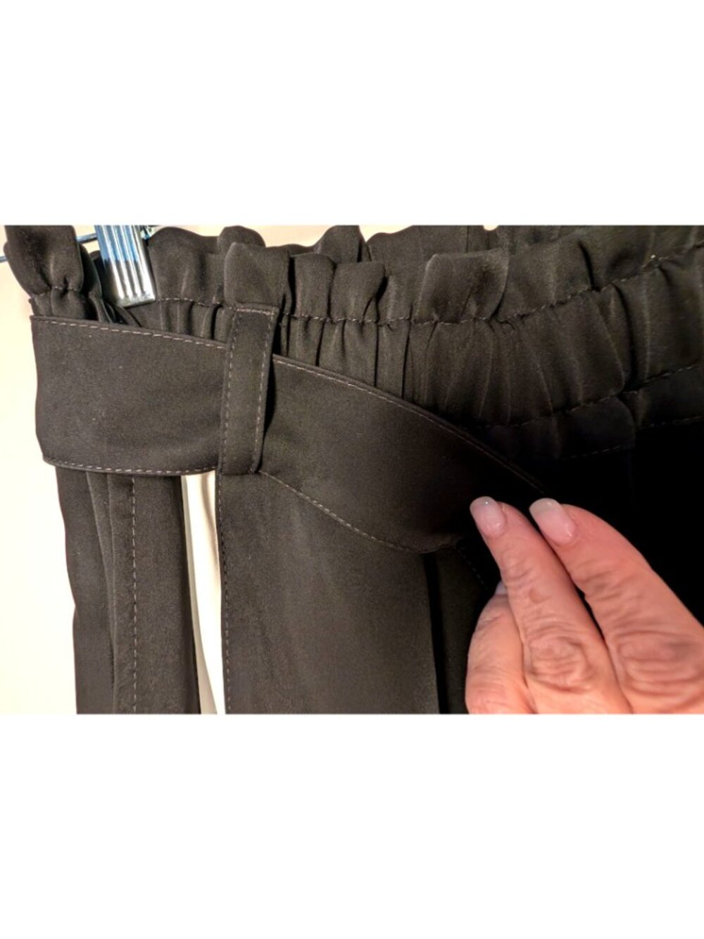NEW Julia Allert Belted High Waist Wide Leg Pants, Black/White, Size Large - Picture 4 of 16